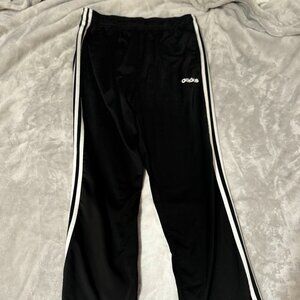 Adidas Black Track Pants (White Stripes) (Large)
